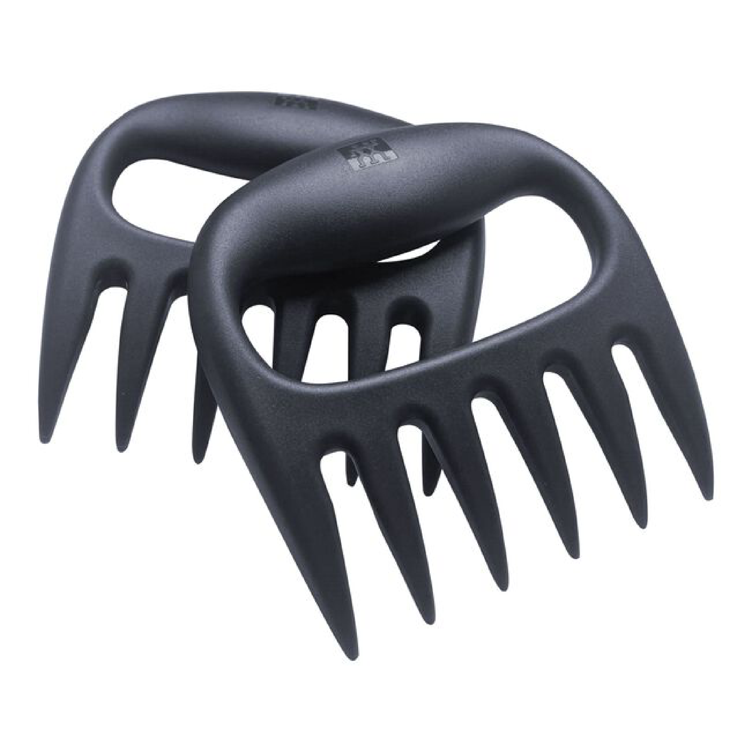 BBQ meat claws with curved tines and loop handles, dark charcoal finish