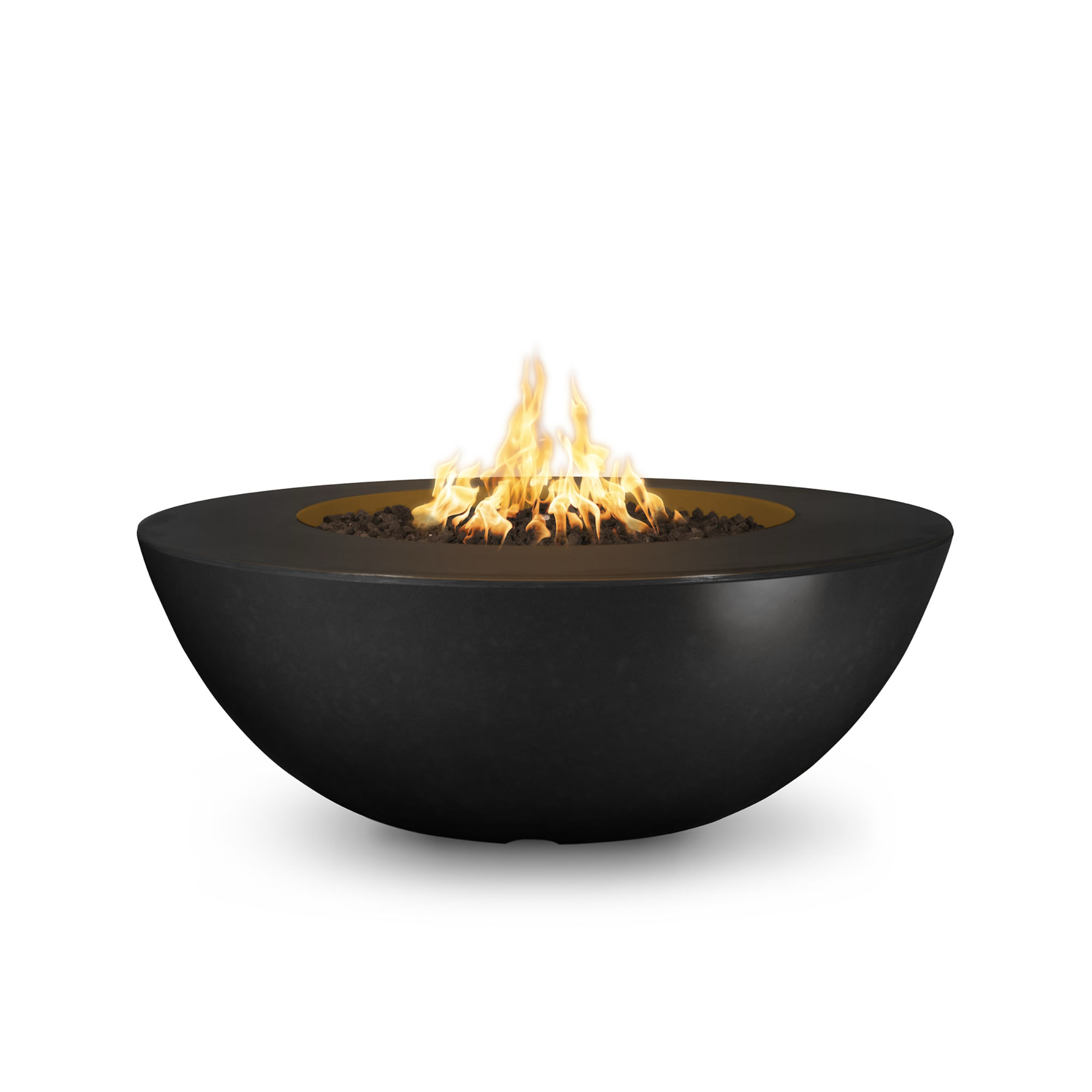 60" Round Sedona Fire Pit - GFRC Concrete - Black - Match Lit - Natural Gas