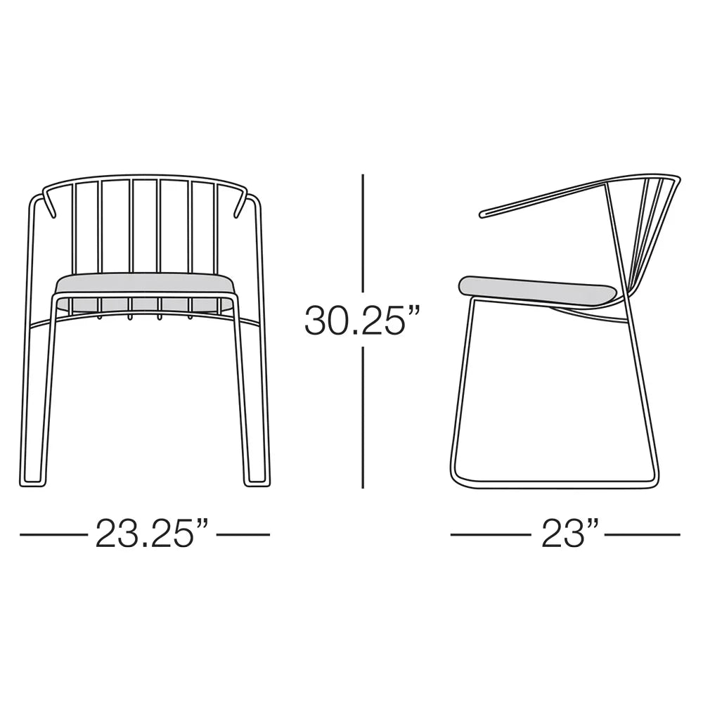 Intercoastal Dining Chair with Arms - Aquamarine Powder Coat - Sunbrella Parchment Cushions