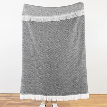 Herringbone Indoor Outdoor Throw - Pewter