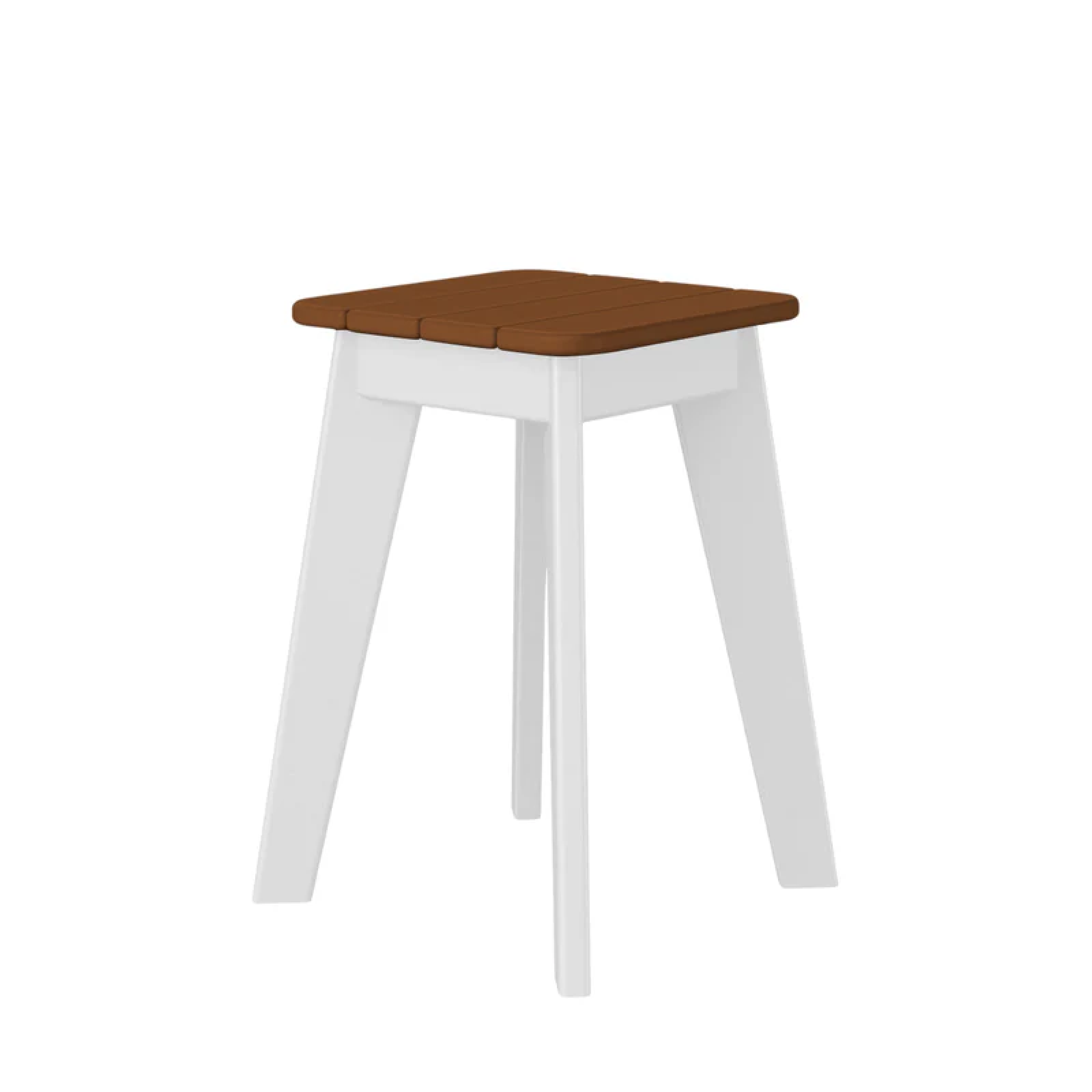 Blaine Side Table, Natural Teak Slats with Bright White Frame