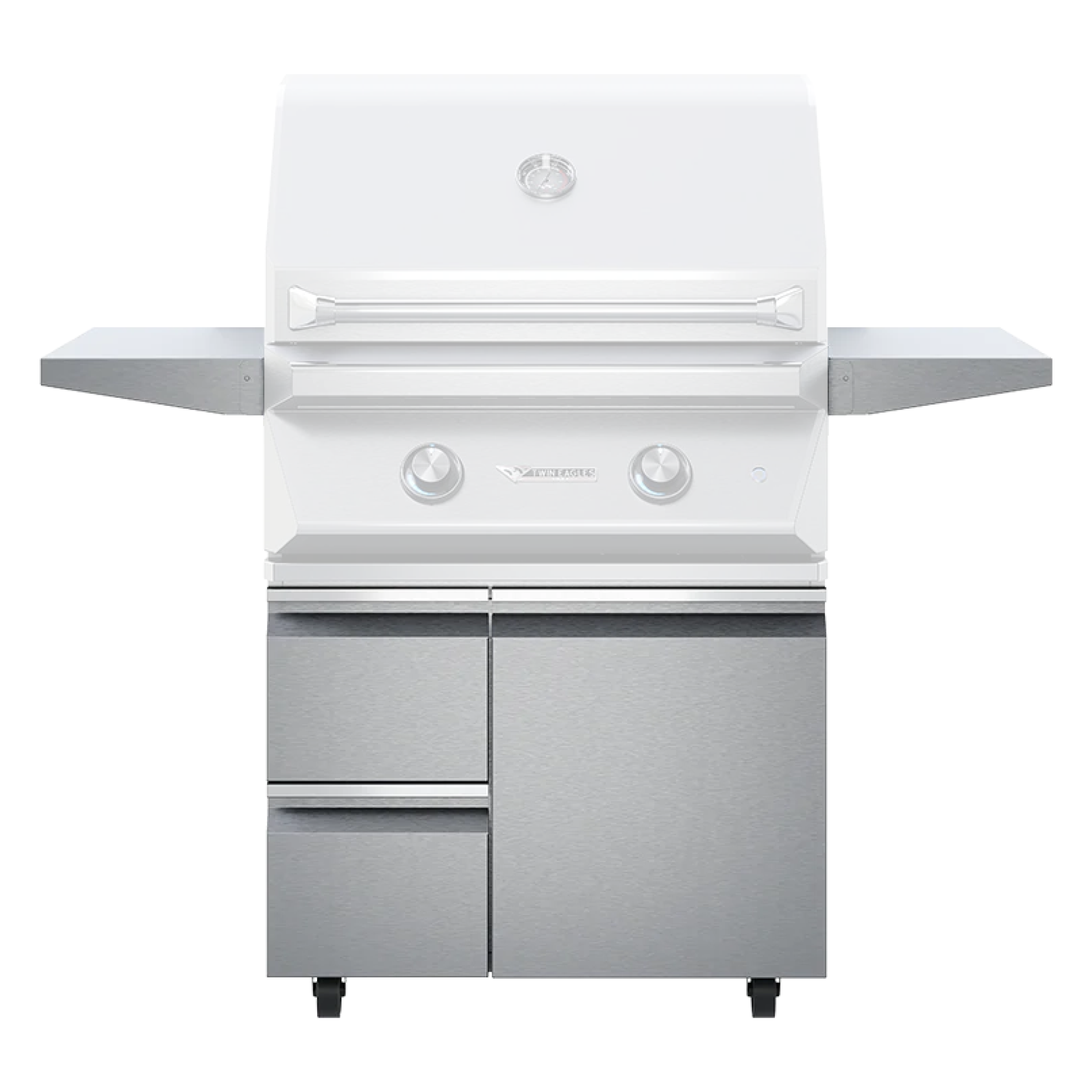 30 in Twin Eagles grill base with control knobs and double storage doors