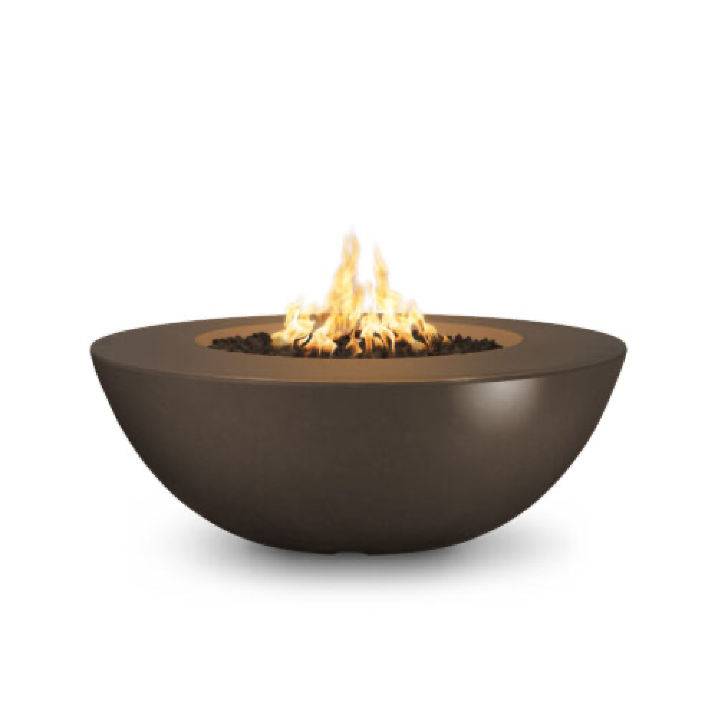 60" Round Sedona Fire Pit - GFRC Concrete - Rustic Moss Stone - Match Lit - Natural Gas