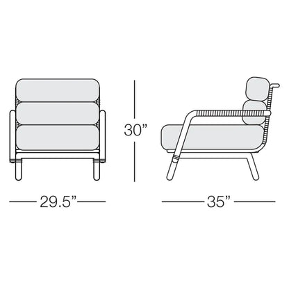 Amazonia Armchair with Graphite Frame, Granite and Fieldstone Rope with Bliss Aloe Sunbrella Cushions