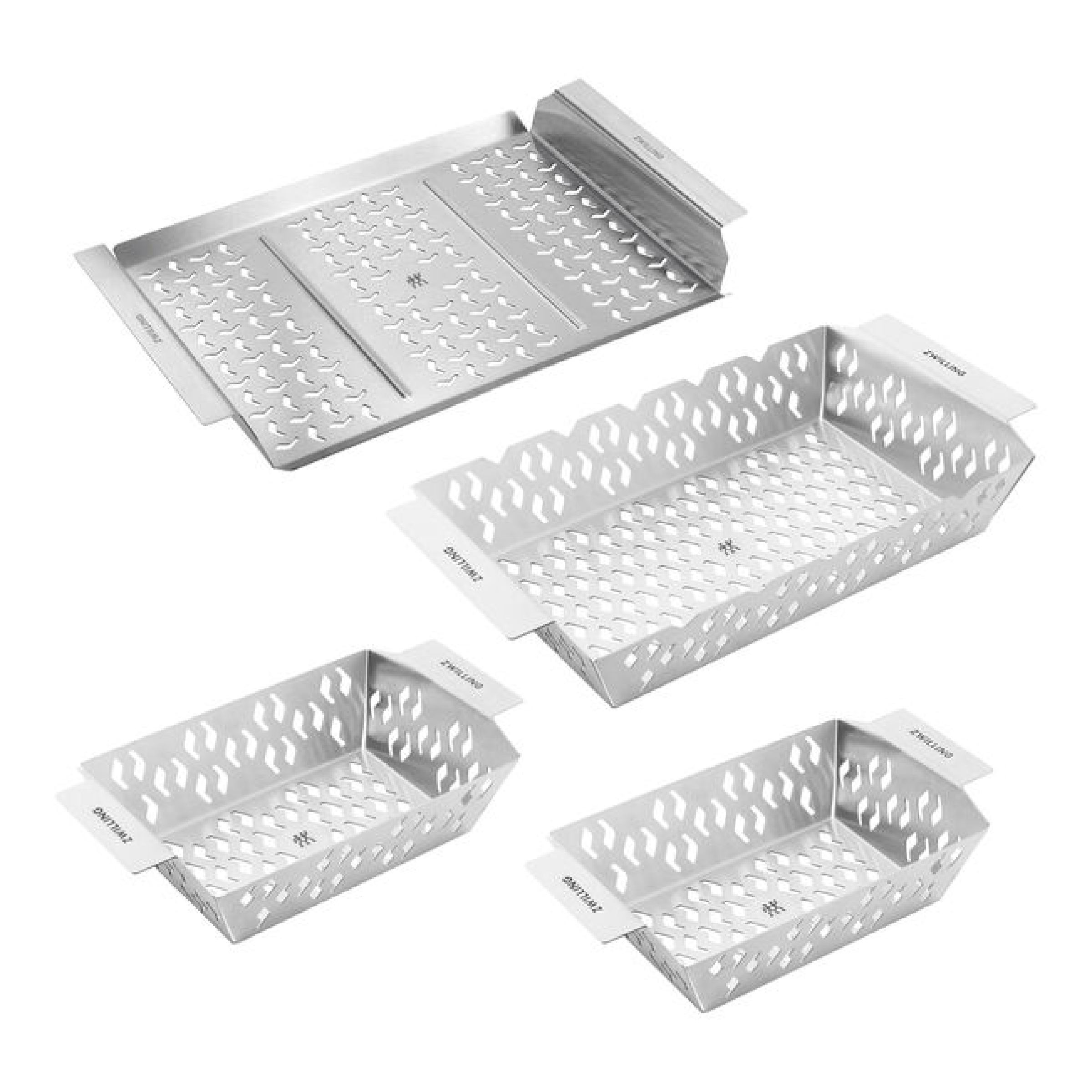 4-pc stainless perforated grill basket set with handles