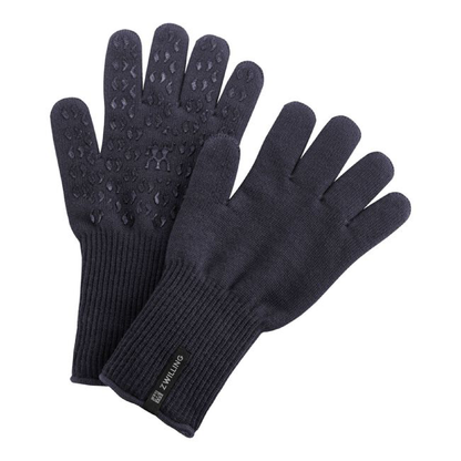ZWILLING BBQ protection gloves, dark gray knit with textured grip dots on palms