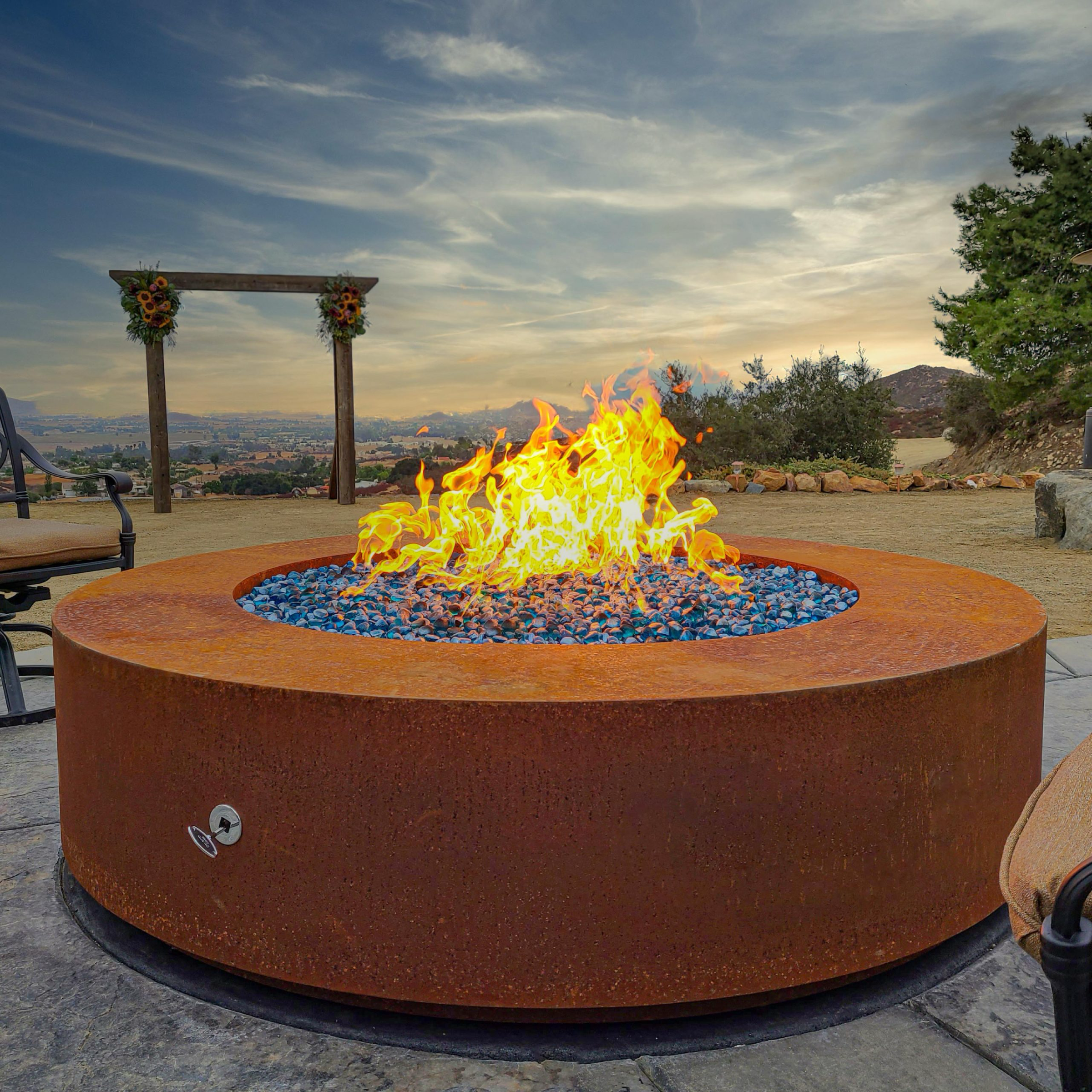 48" Unity Fire Pit - 18" Tall - Corten Steel - Match Lit - Liquid Propane