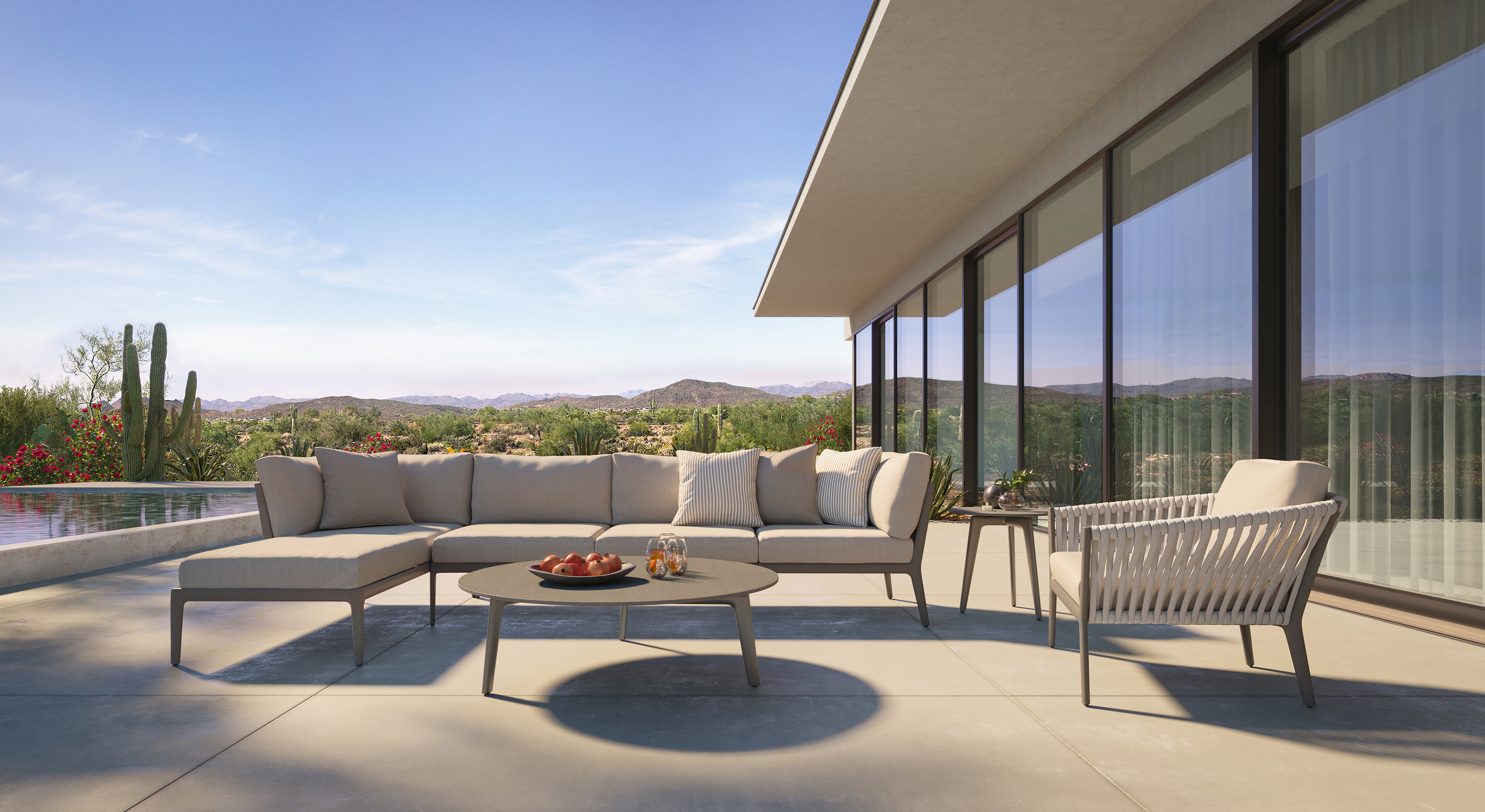 Brown Jordan H Sectional Chair and Table