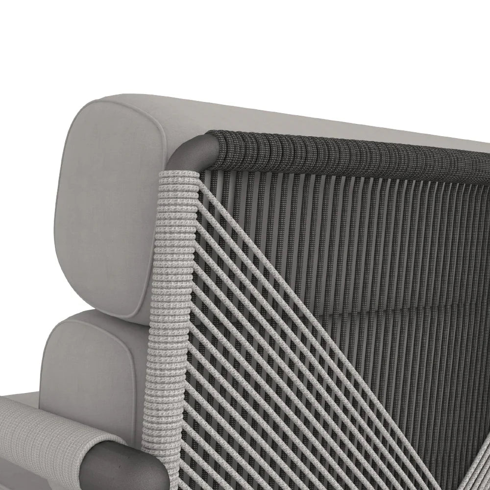 Amazonia Armchair with Graphite Frame, Granite and Fieldstone Rope with Bliss Aloe Sunbrella Cushions