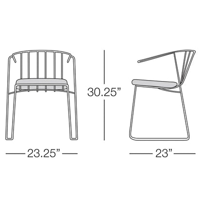 Intercoastal Dining Chair with Arms - Aquamarine Powder Coat - Sunbrella Parchment Cushions